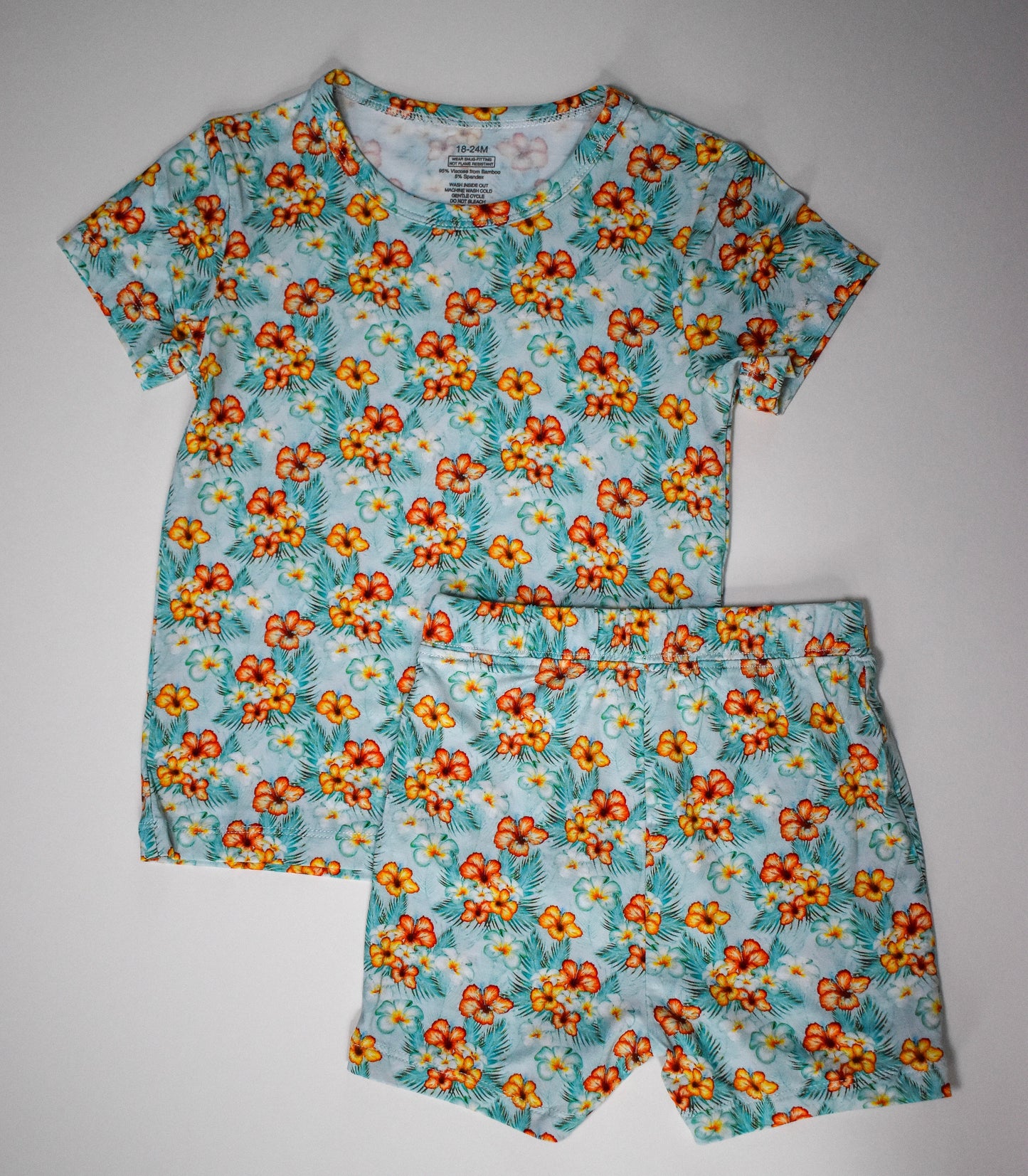 Bamboo 2 Piece T-Shirt and Shorts Set in "Hibiscus"